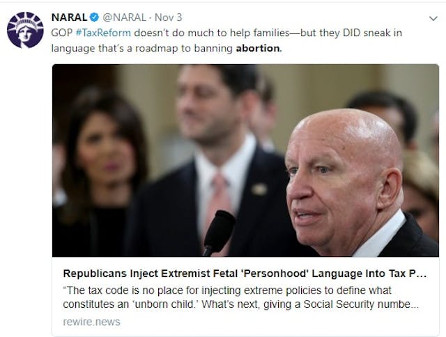 GOP tax plan recognizes baby in the womb as a human being image