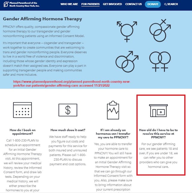 Planned Parenthood of the North County Gender Affirming services will refer minors Image: Planned Parenthood of the North County Gender Affirming services will refer minors