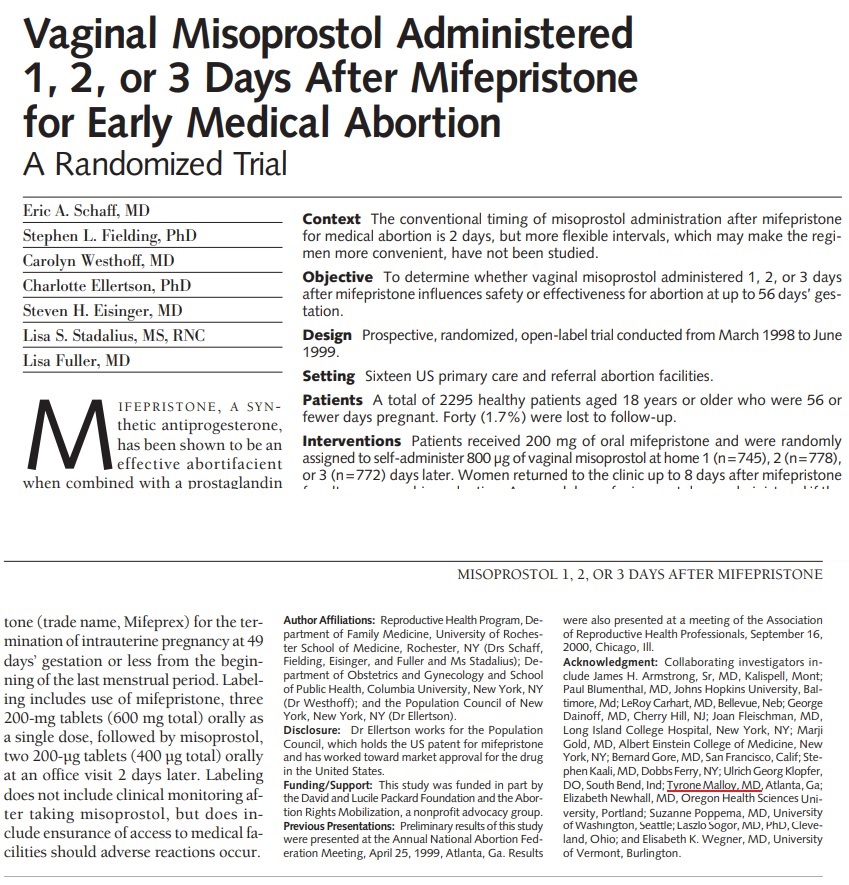 Image: Tyrone Malloy mentioned in published abortion pill study