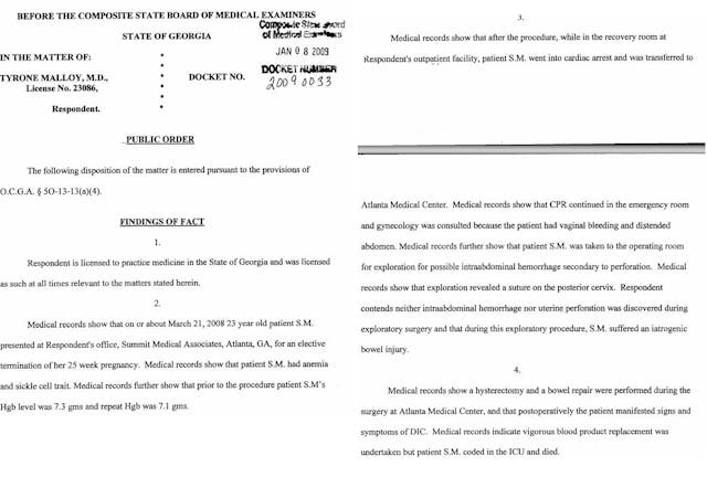 Tyrone Malloy abortion death Image: Tyrone Malloy abortion death