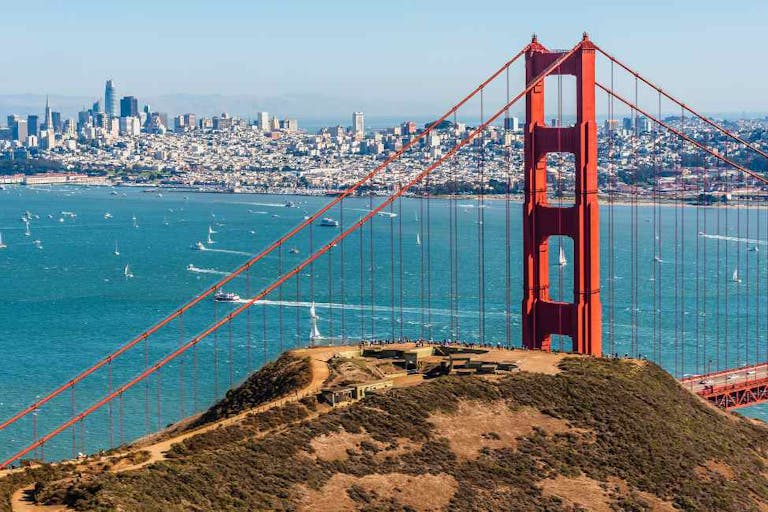 San Francisco Bay Area and Golden Gate Bridge in California