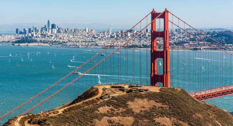 San Francisco Bay Area and Golden Gate Bridge in California