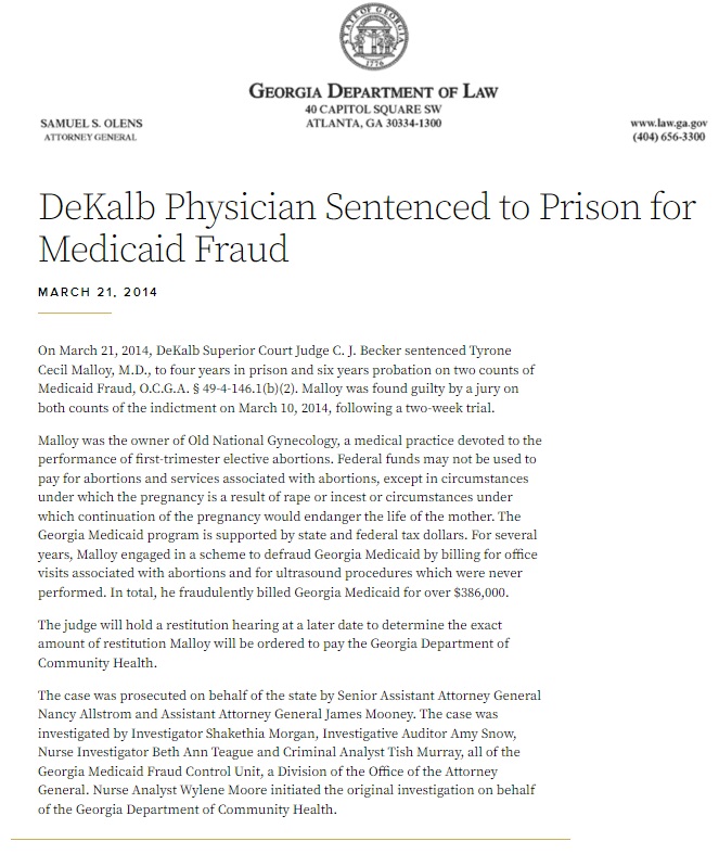 Image: Abortionist Tyrone Malloy convicted of Medicaid Fraud