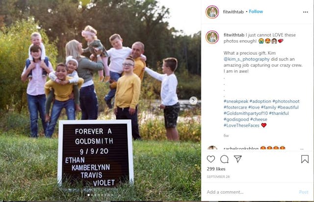 Family becomes party of 10 after adopting four siblings from foster care image