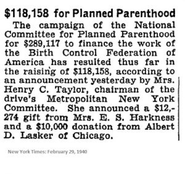 Albert Lasker gives Planned Parenthood committee $10K The foundation that just gave Planned Parenthood an award also funded its eugenics projects image