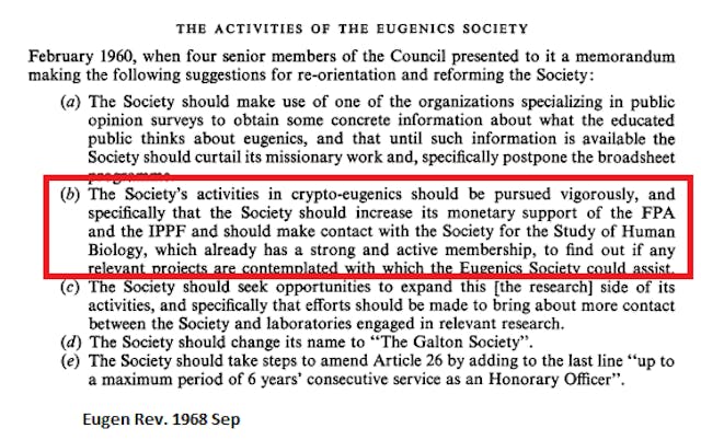 Eugenics Society to fund IPPF 1968 Eugenics Society to fund IPPF 1968
