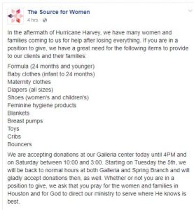 Source for Women Pregnancy Center after Harvey Source for Women Pregnancy Center after Harvey