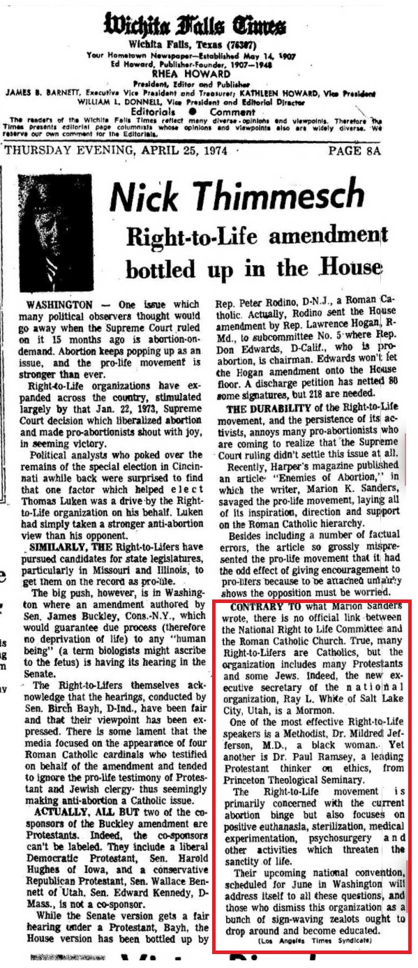 Image: Nick Thimmesch 1974 pro-life history includes Catholic, Protestant and Jew Mildred Jefferson