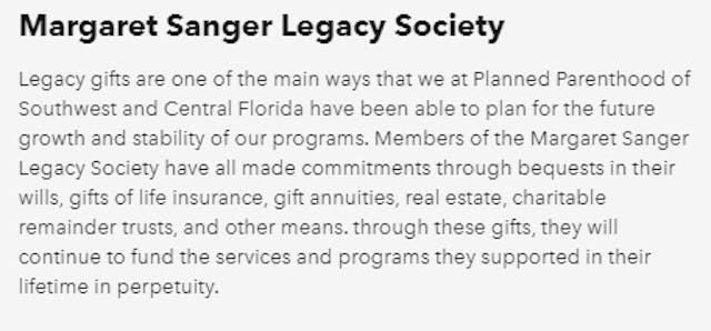 Planned Parenthood Florida Margaret Sanger Legacy Society Planned Parenthood not serious about disavowing racist history image