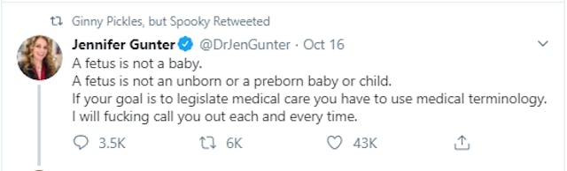 Image: Jennifer Gunter dehumanizes the baby in womb (Image: Twitter)