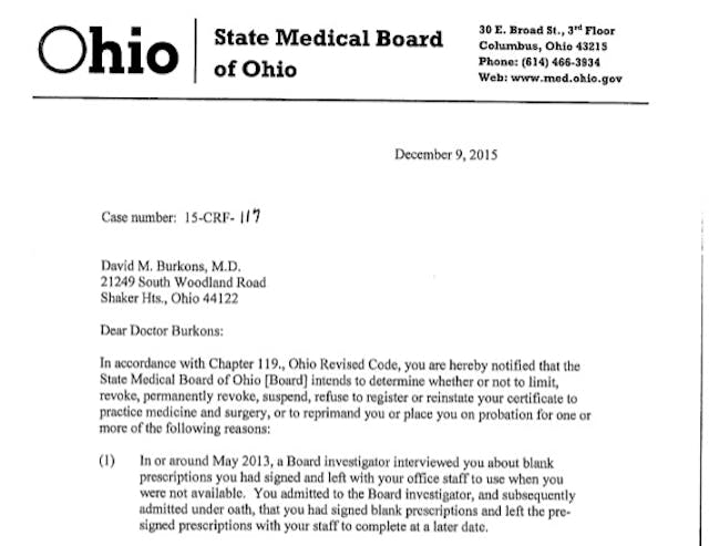 David Burkons 2015 complaint about blank prescriptions David Burkons 2015 complaint about blank prescriptions