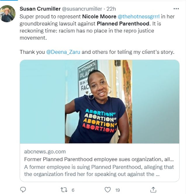 Planned Parenthood former employee Nicole Moore accused PP of structural racism (Image: Twitter) Image: Planned Parenthood former employee Nicole Moore accused PP of structural racism (Image: Twitter)