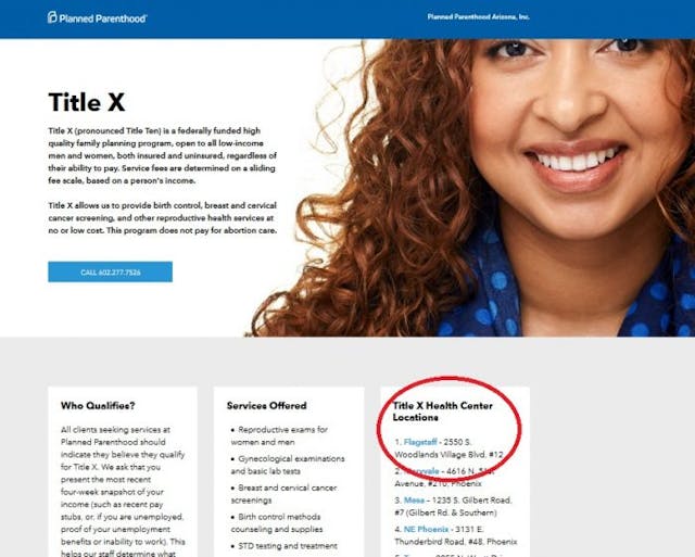 Planned Parenthood in Flagstaff, Title X Title X "Health Center" Locations from Planned Parenthood