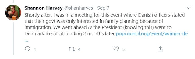 Image: Shannon Harvey Government using Family Planning to limit Immigration (Image: Twitter)