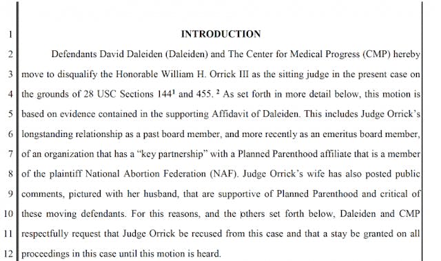 Center for Medical Progress files motion to disqualify judge image