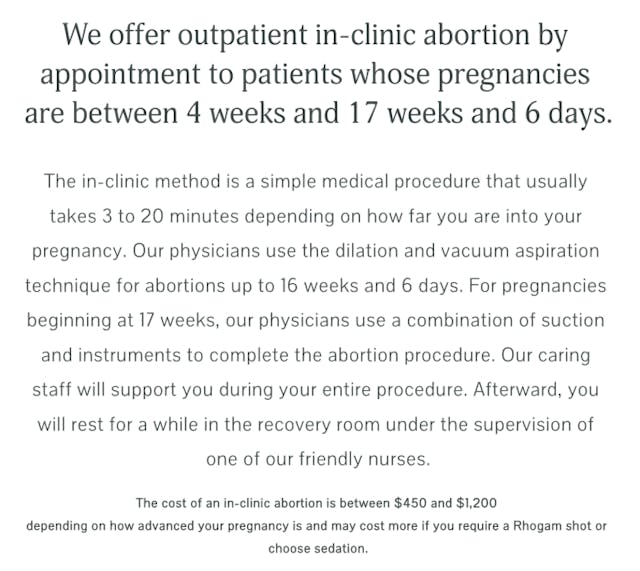 Screenshot: Women’s Health Center of West Virginia.