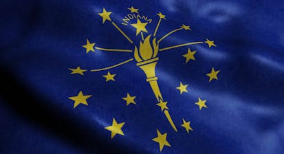 State of Indiana Waving Flag in 3D