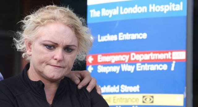 Hollie Dance, mother of 12-year-old Archie Battersbee, speaks to the media outside the Royal London hospital in Whitechapel, east London, after the European Court of Human Rights refused an application to postpone the withdrawal of his life support. Picture date: Wednesday August 3, 2022. (Photo by James Manning/PA Images via Getty Images)
