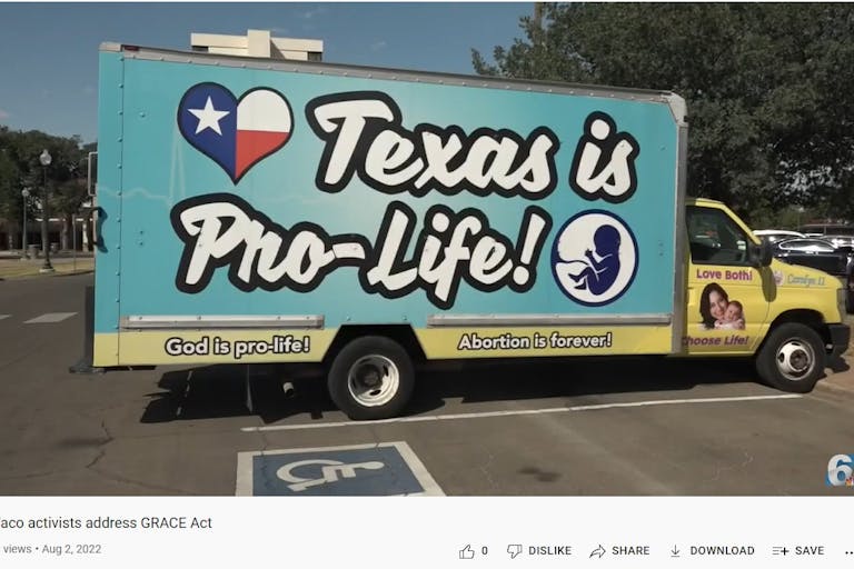 Pro-life message outside City Council hearing on the pro-abortion Grace Act in Waco Image: Pro-life message outside City Council hearing on the pro-abortion Grace Act in Waco