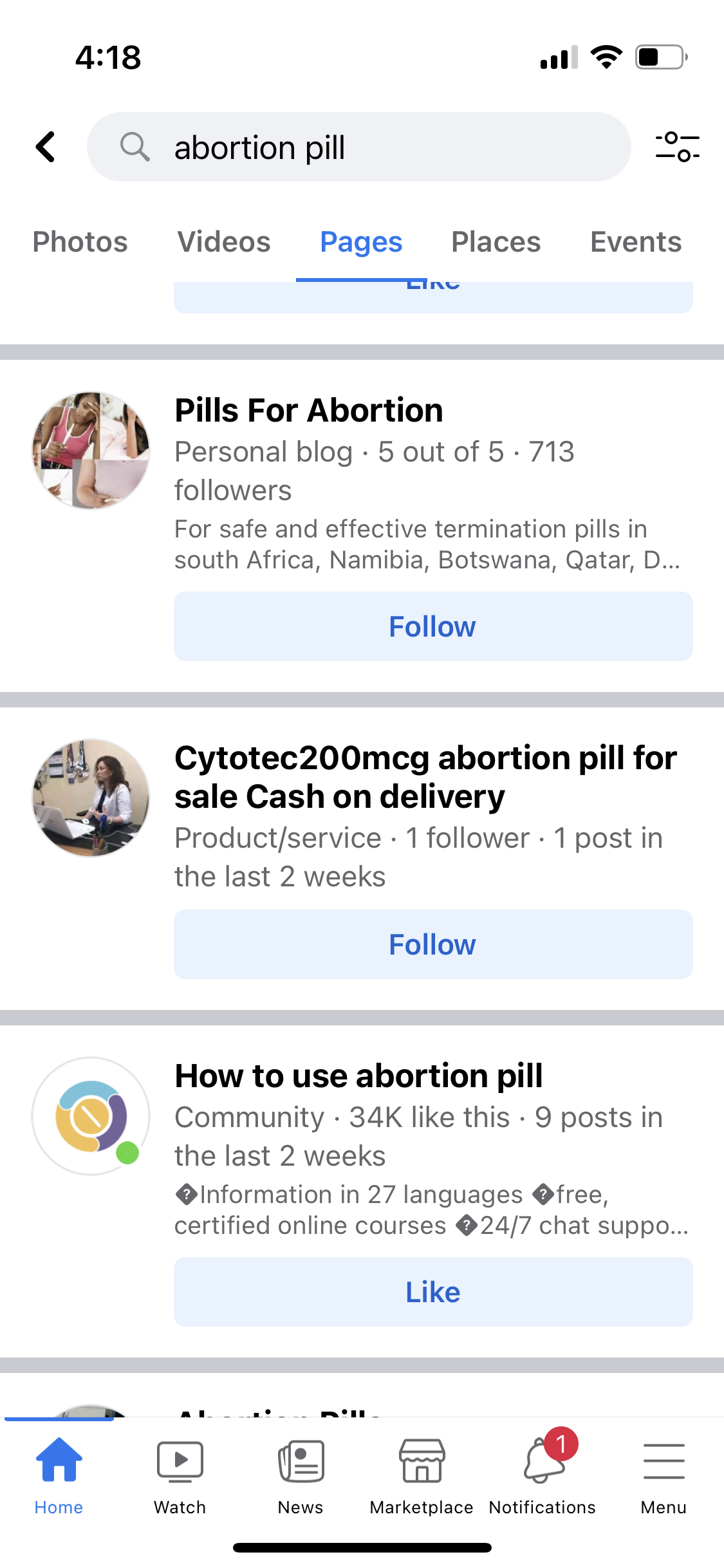 Facebook shuts down abortion pill reversal info page, restores days later image