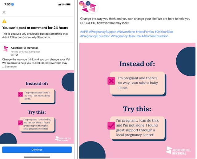 Facebook shuts down abortion pill reversal info page, restores days later image