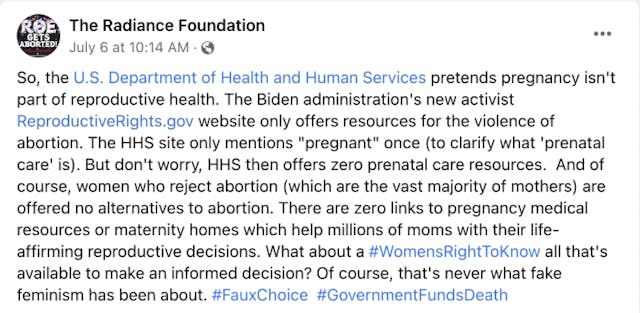 Biden Administration’s ‘reproductive rights’ website offers no help to women who choose life image