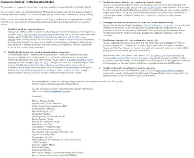 Image: Abortion groups denounce RiseUp4AbortionRights as cult and pyramid scheme