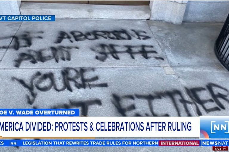 Vermont State House Vandalized Janes Revenge threat Image: Vermont State House Vandalized Janes Revenge threat