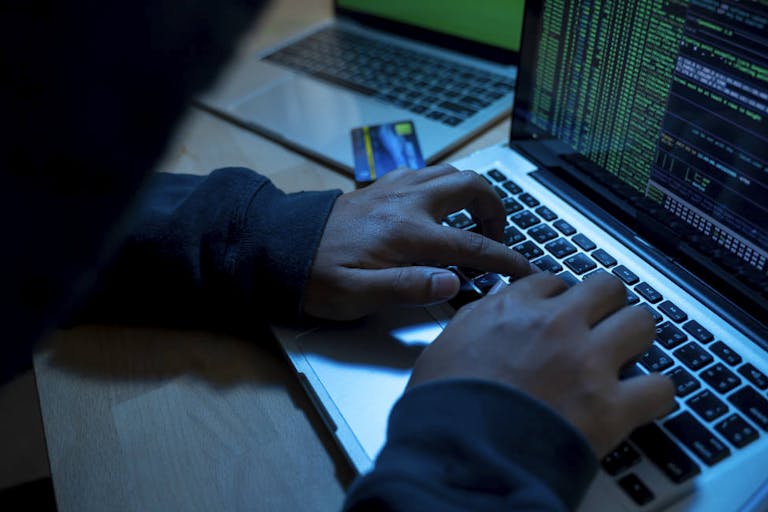 Hacker attacking internet