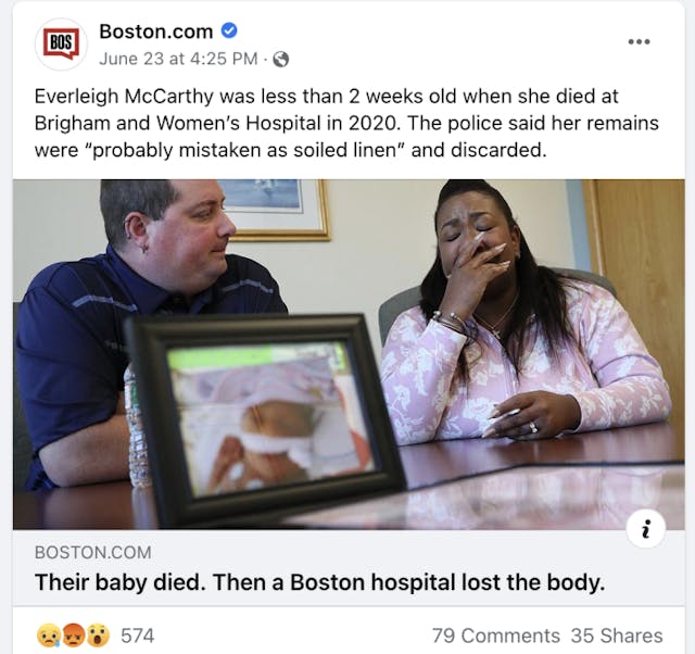 Parents grieve as preemie’s body was ‘literally thrown away’ by Boston Hospital image