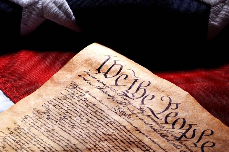 US Constitution and Flag