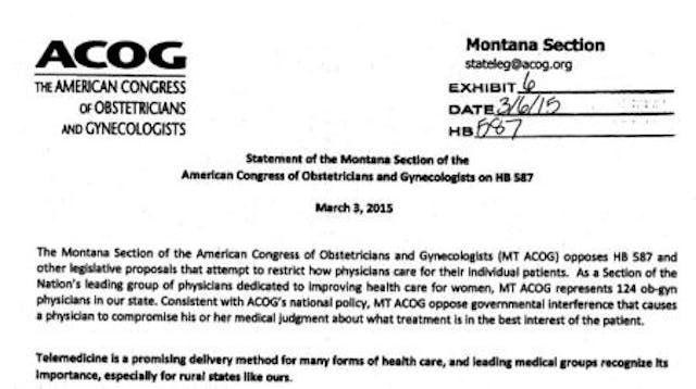 ACOG MT Planned Parenthood baby parts telemed