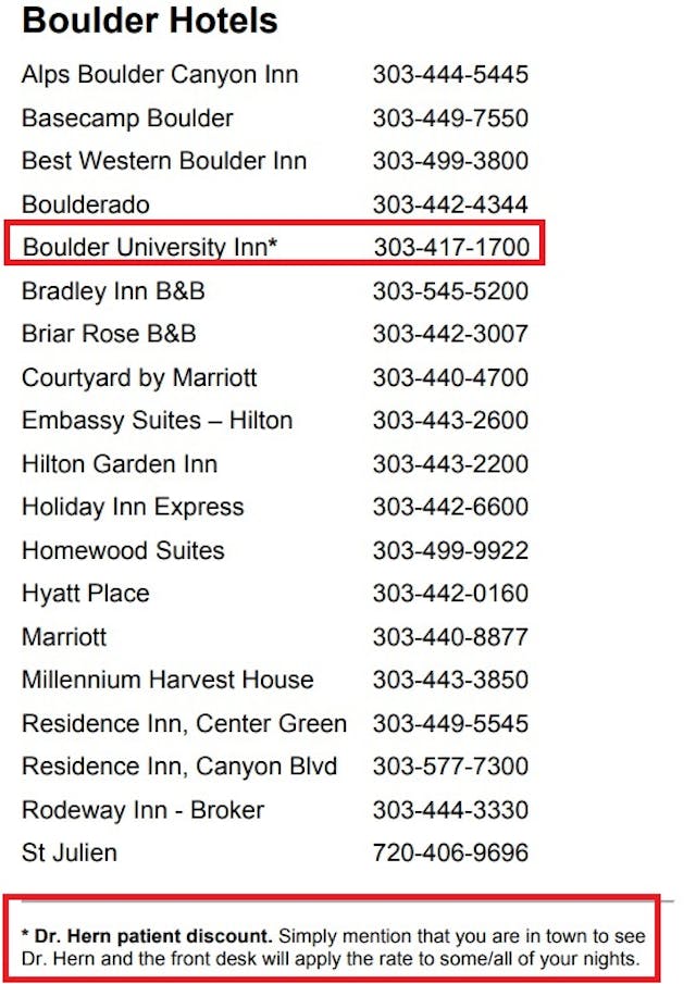 Warren Hern late term abortion clinic special rates at Boulder University Inn Image: Warren Hern late term abortion clinic special rates at Boulder University Inn
