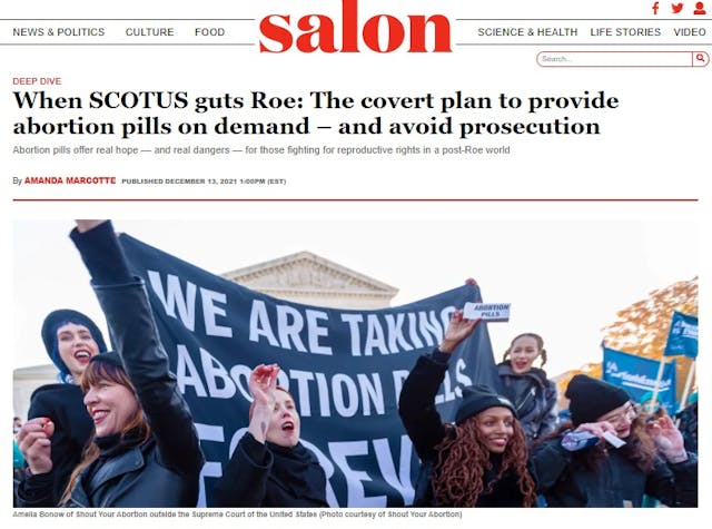 Image: Covert plan to provide abortion pills and avoid prosecution by Salon