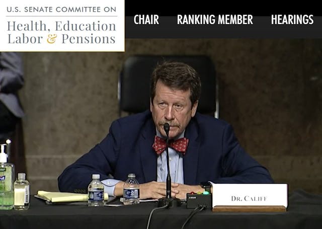Robert Califf Dec 14, 2021 Senate hearing for FDA Commissioner asked about the abortion pill Image: Robert Califf Dec 14, 2021 Senate hearing for FDA Commissioner asked about the abortion pill