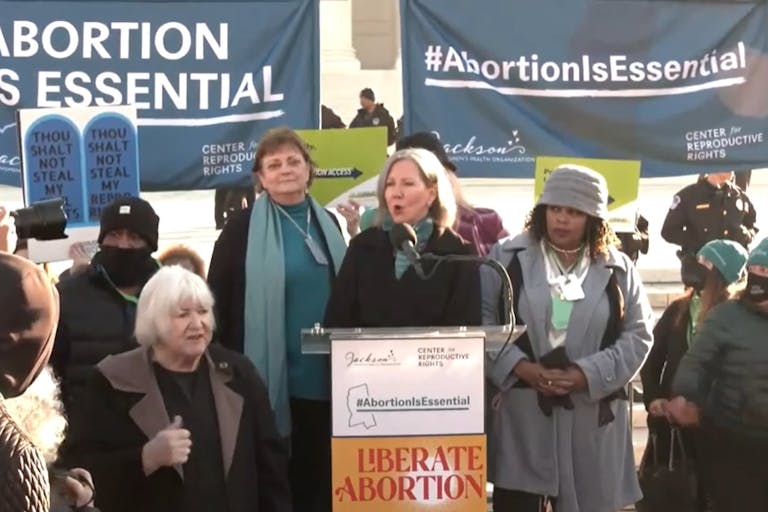 Center for Reproductive Rights Prez Nancy Northrup at SCOTUS for Abortion is Essential rally on Dobbs v Jackson