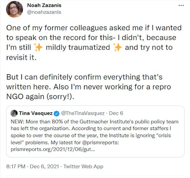 Former Guttmacher staffer on Prism claims (Image: Twitter) Image: Former Guttmacher staffer on Prism claims (Image: Twitter)