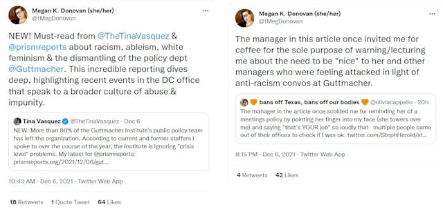 Image: Former Guttmacher Institute staffer described Prism story as one of racism, ableism, and white feminism (Image: Twitter)