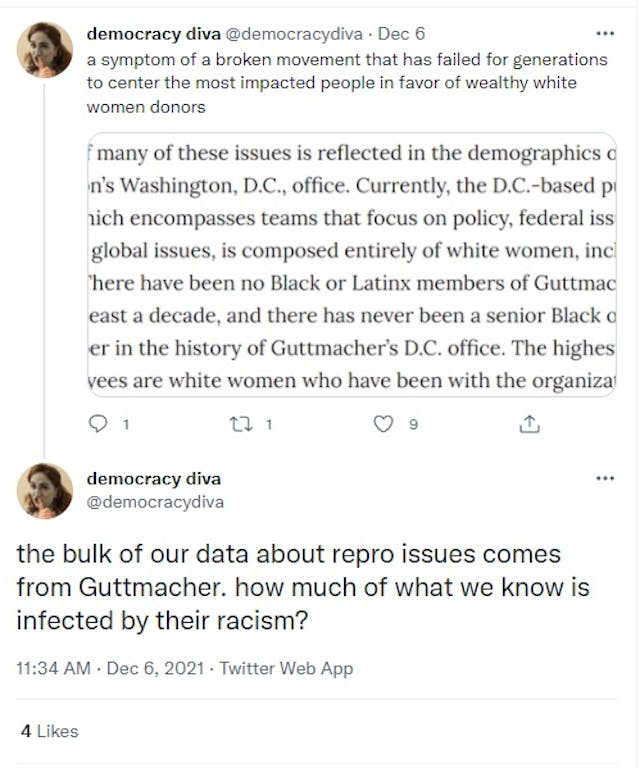 Abortion advocate questions Guttmacher Institute data as infected by their racism (Image: Twitter) Image: Abortion rights advocate questions Guttmacher Institute data as infected by their racism (Image: Twitter)