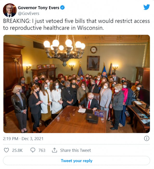 Wisconsin Governor Tony Evers vetoes five pro-life bills, including one protecting abortion survivors image