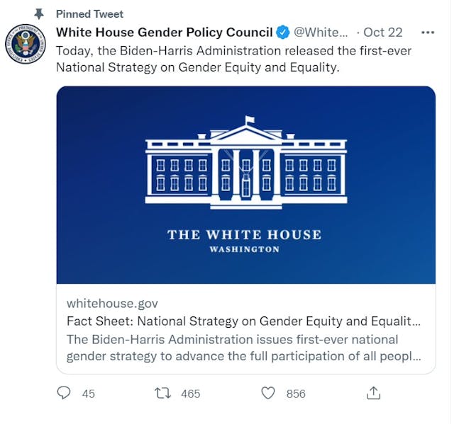 Biden Harris strategy on gender equity and equality promotes abortion on demand (Image: Twitter) Image: Biden Harris strategy on gender equity and equality is loaded with abortion (Image: Twitter)