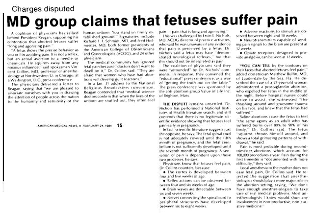 Image: American Medical News MD Group claims fetuses suffer pain 02241984