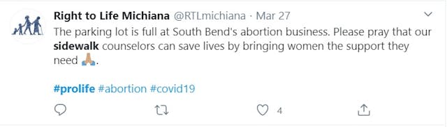 Image: RTL Michigan pro-life during COVID19 (Image: Twitter)