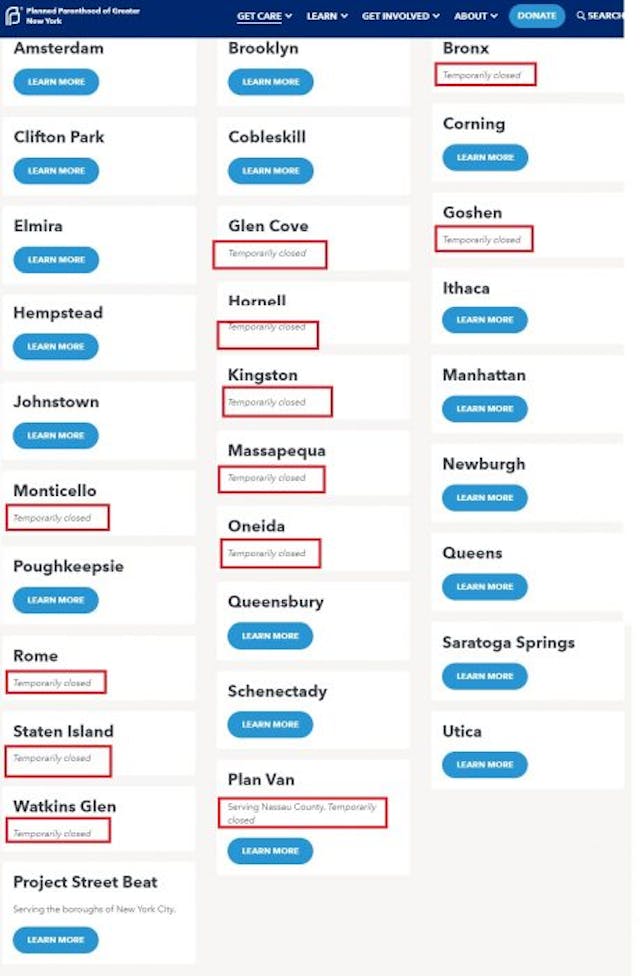 Planned Parenthood Greater NY closes facilities temporarily Image: Planned Parenthood Greater NY closes facilities temporarily