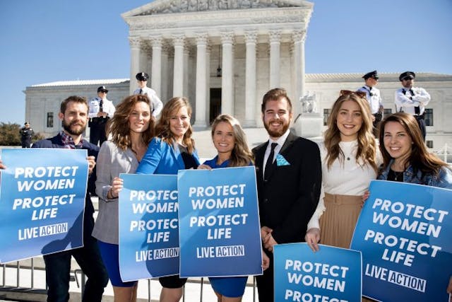Pro-lifers at the rally include emcee Alison Centofante.