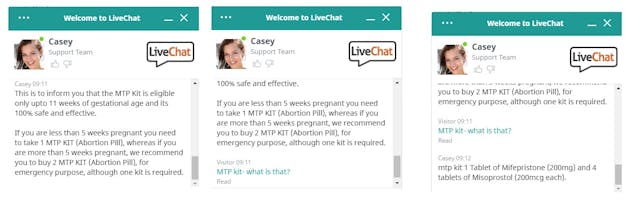 SafeAbortionRX MTP abortion pill kit 03202020 chat with Casey Image: SafeAbortionRX MTP abortion pill kit 03202020 chat with Casey