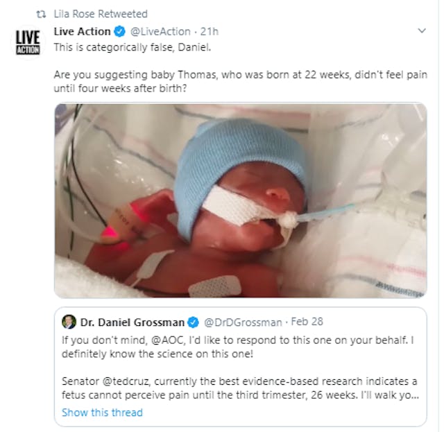 Abortionist tweets outdated and false claims about fetal pain, gets smacked down with facts image