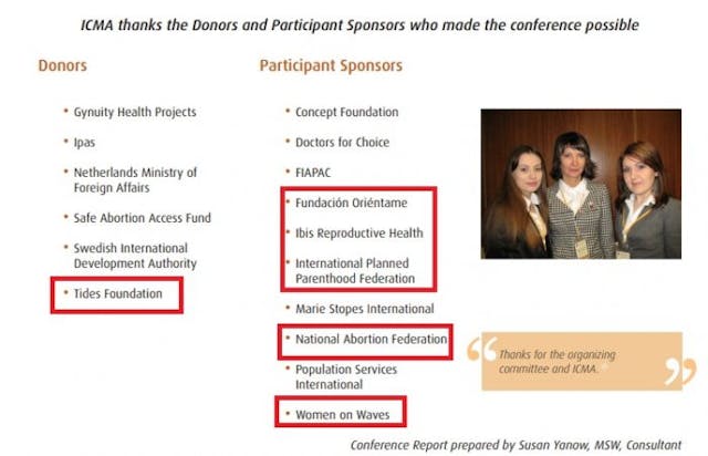 Tides Foundation funds 2010 abortion pill conference with Ibis Planned Parenthood and NAF Image: Tides Foundation funds 2010 abortion pill conference with Ibis Planned Parenthood and NAF