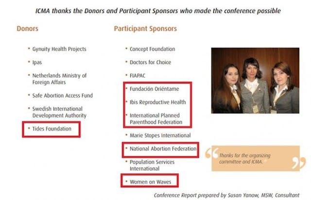 Image: Tides Foundation funds 2010 abortion pill conference with Ibis Planned Parenthood and NAF