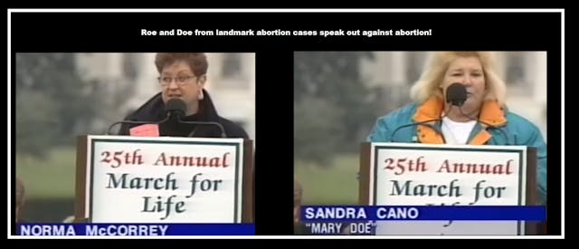 Image: Roe v Wade and Doe v Bolton abortion plaintiffs speak against abortion
